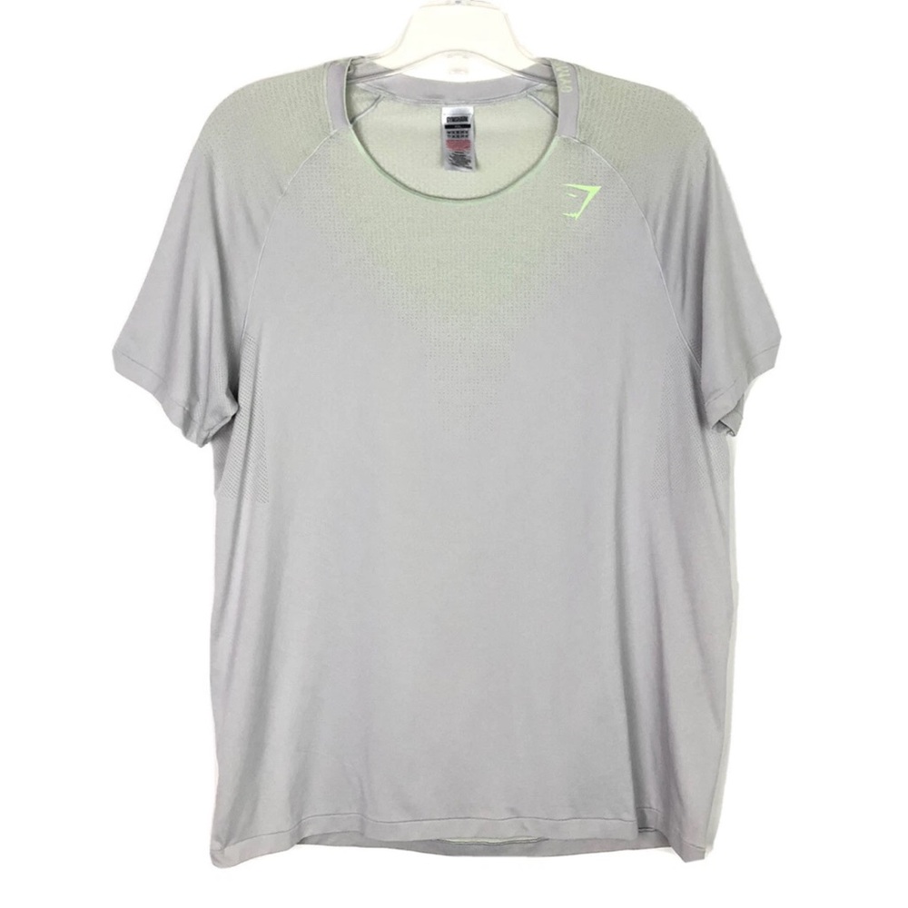 Gymshark Gray and Green Athletic Compression Shirt